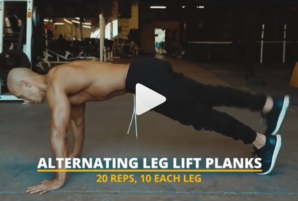 Alternating Leg Lift Planks (по 10 каждой ногой попеременно)